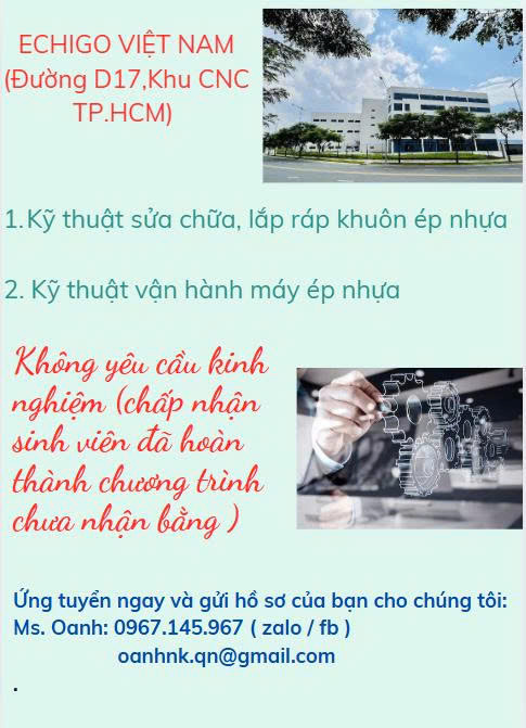 Công ty ECHIGO Việt Nam tuyển dụng